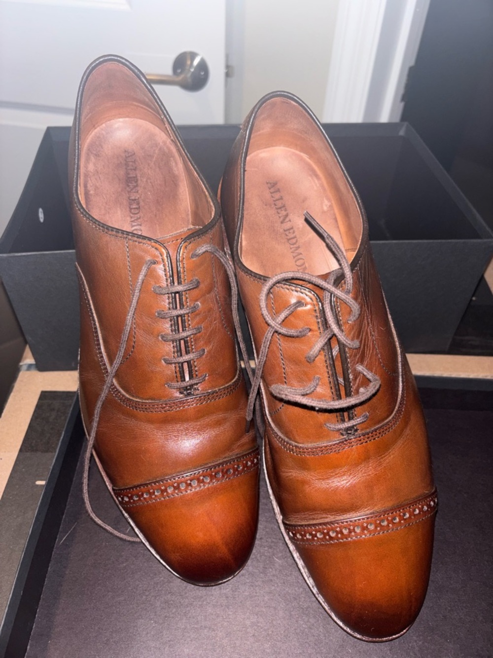Allen Edmonds chili Brown Cap-Toe Oxford fifth Ave Dress Shoes - 12.5EEE EUC